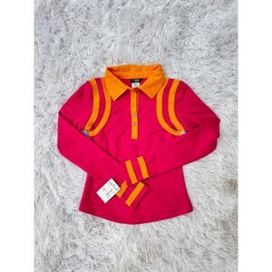 Truce Nordstrom Kids Polo Shirt NWT M 10 12 Hot Pink Retro 70s Stripe